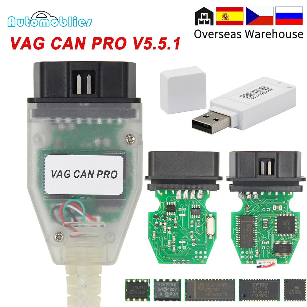 New VAG CAN PRO V5.5.1 with FTDI FT245RL VCP OBD2 Diagnostic Interface USB Cable Support Can Bus UDS K Line Works for AUDI/VW | Автомобили
