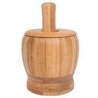 pestle grinding bowl set bamboo mortar and pestle pedestal bowl garlic pot spice pepper mill tools kitchen tools
