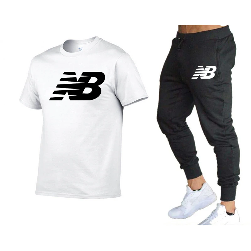 

Summer Fashion Leisure brand Men's Set Tracksuit Sportswear Track Suits Male Sweatsuit Short Sleeves T shirt 2 piece set