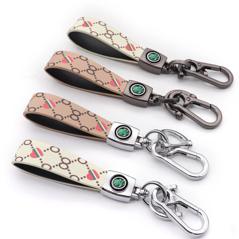 

leather skod keychain holder keychain accessories lanyard for keys for SKODA- Citigo Fabia SCALA Octavia Rapid Superb A5 A7