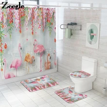 Flamingo Printing Bath Mat and Shower Curtain Water Absorbent Bathroom Carpet Rug Home Decor Toilet Mat Non-Slip Floor Rug Set Flamingo Printing Bath Mat and Shower Curtain Water Absorbent Bathroom Carpet Rug Home Decor Toilet Mat Non-Slip Floor Rug Set