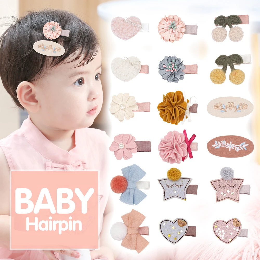 Baby Hair Clips Handmade Felt Cloth Children Flower Hairpin Cute School Girls Barrette Infant Side Clip Korean Style Hairgirps