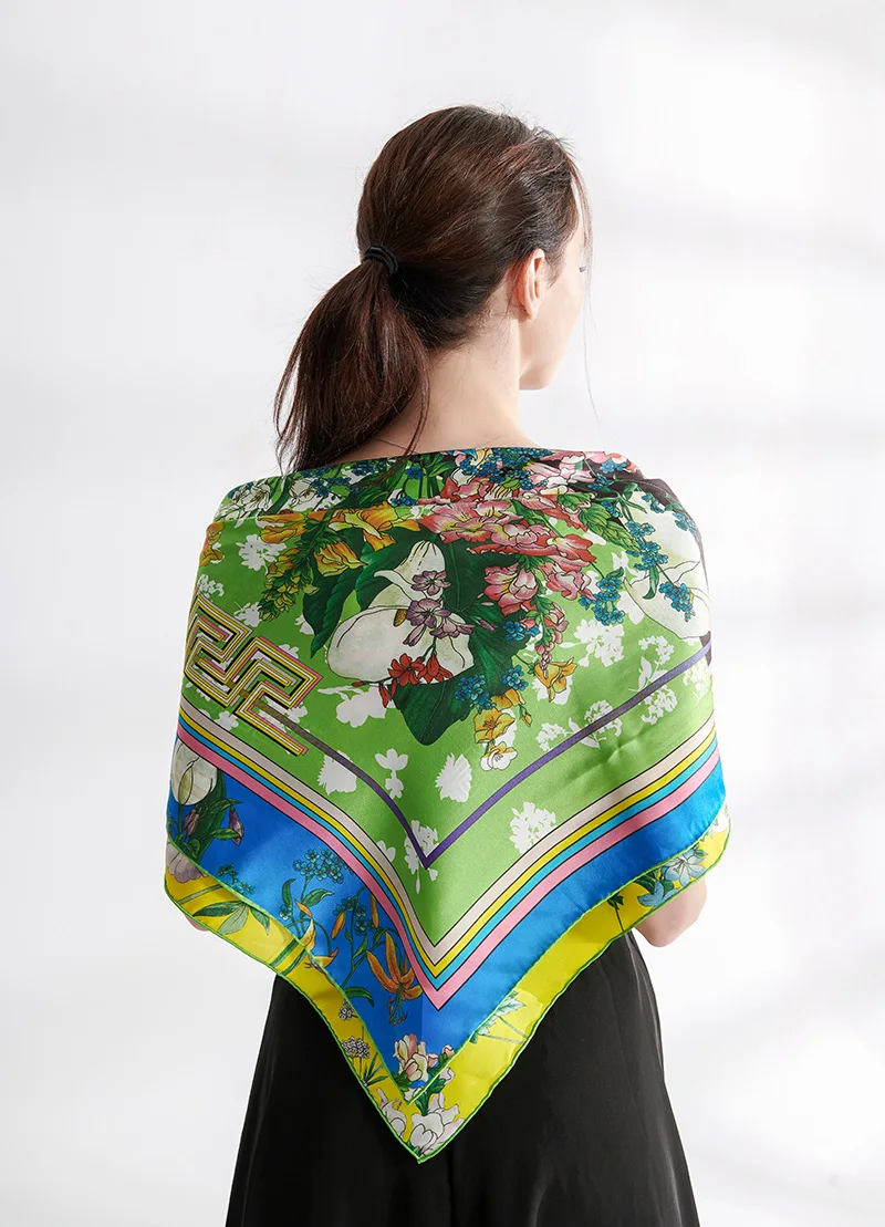 

New silk scarves/scarves "blooming like brocade" heavy weight silk satin mulberry silk scarf/large shawl