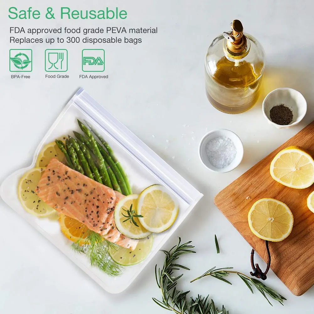 

6pcs Matte Reusable Sandwich Bags Food Storage Bag BPA Free Leak-proof Snacks Organizer SP99