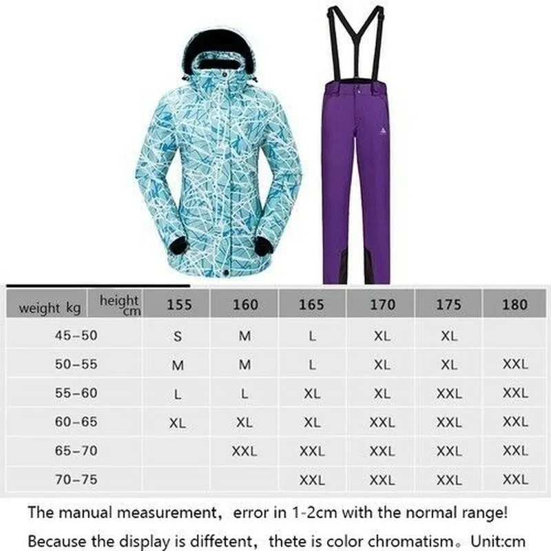 

Women's Ski Jacket Overalls Hooded Warm Sport Snow Suits Windproof Snowboarding