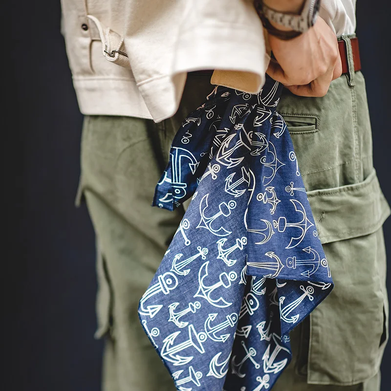 Мужской ретро шарф Maden квадратный с цветком кешью винтажный шикарный головной