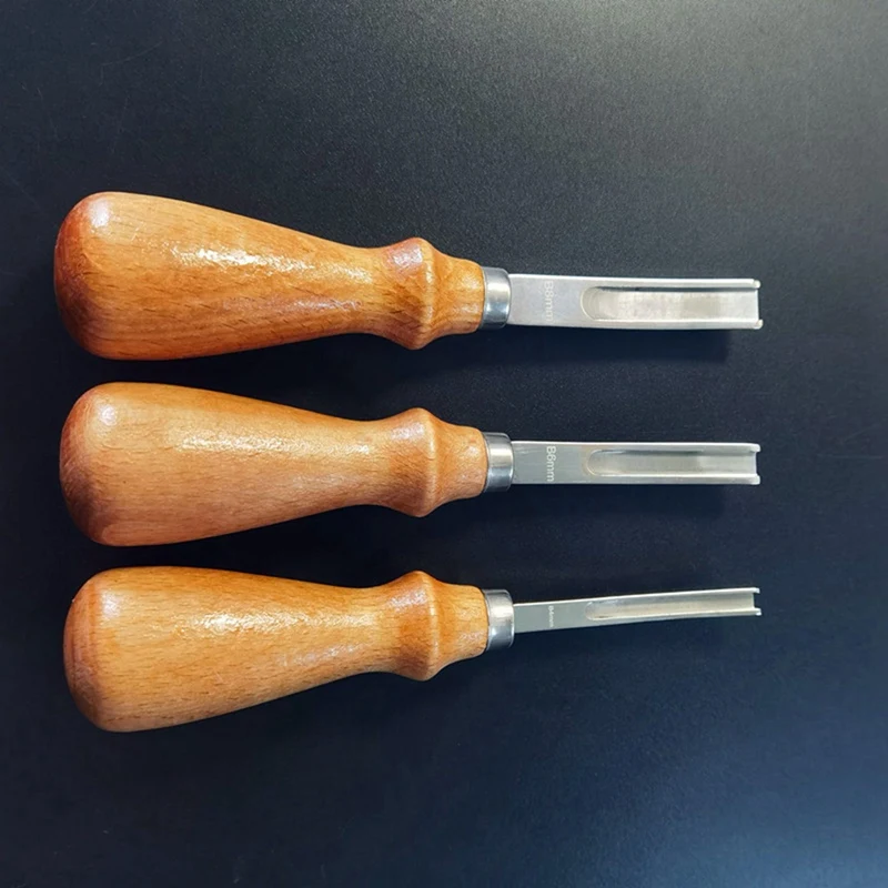 

3Pcs Leather Craft Edge Skiving Beveler Tool Set 4mm 6mm and 8mm with DIY Leather Wooden Block Leather Polishing Tools