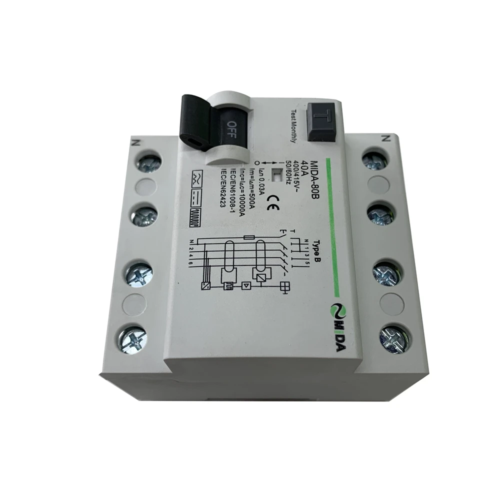 B Type RCD 40A 63A 30mA 10KA RCCB 230V 400V Circuit breaker Earth Leakage for EV Wallbox | Автомобили и мотоциклы