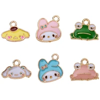 20pcs colorful animal enamel pendant cute dog rabbit frog alloy charm for earring bracelet keychain diy jewelry making supplies