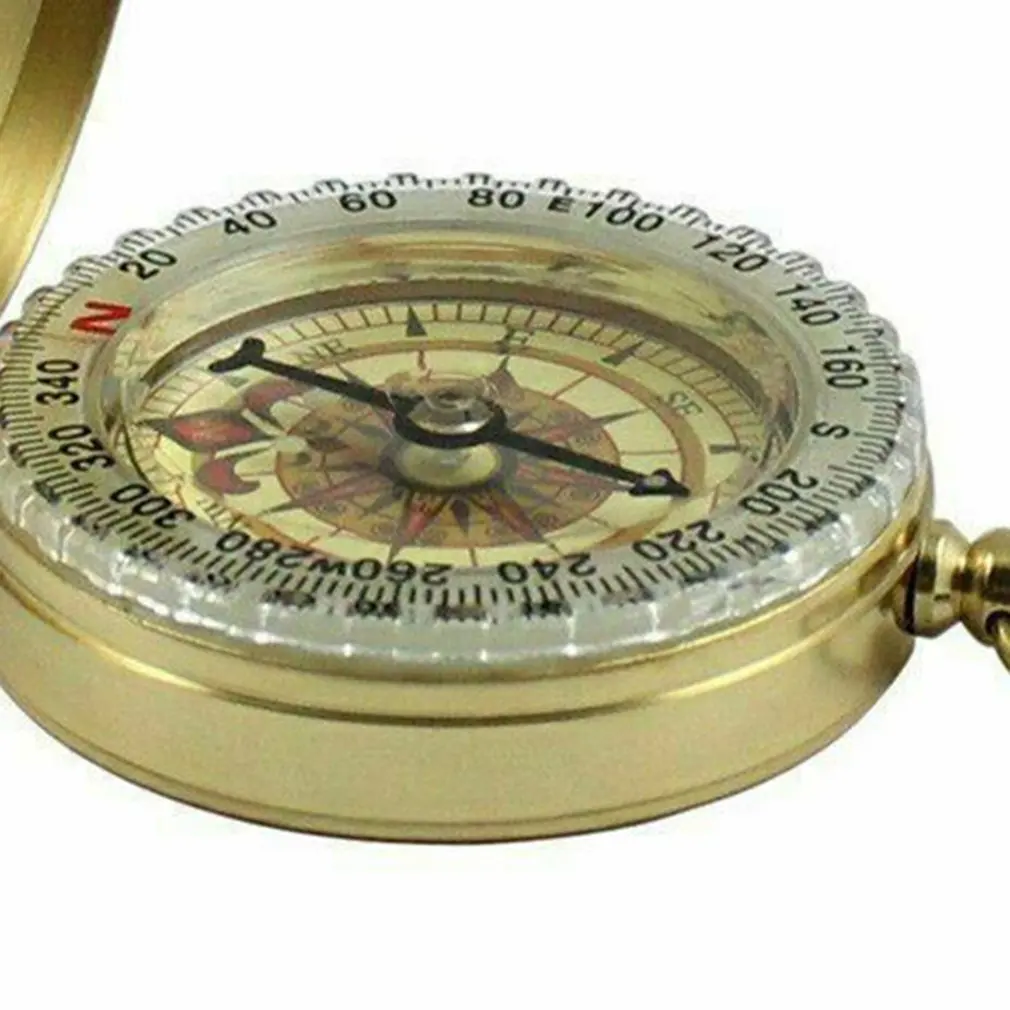 

Outdoor Camping Archaeology Adventure Navigation Instrument Portable Luminous Compass Brass Key Chain Compass
