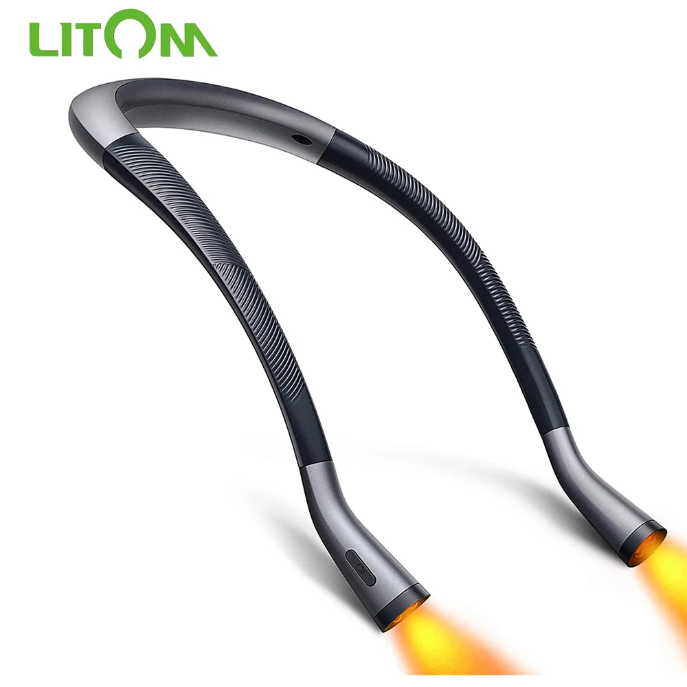 Переносная лампа LITOM для чтения на шею с 4 светодиодами зарядка от USB C 6 цветов и
