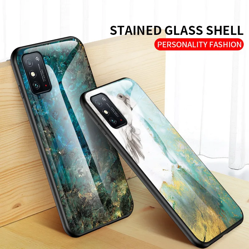 Gradient Marble Tempered Glass Phone Case For Huawei Honor V30 V20 V10 7 8 9 10 lite pro 7X 8X 8A 10i 20i x10 Back Cover | Мобильные
