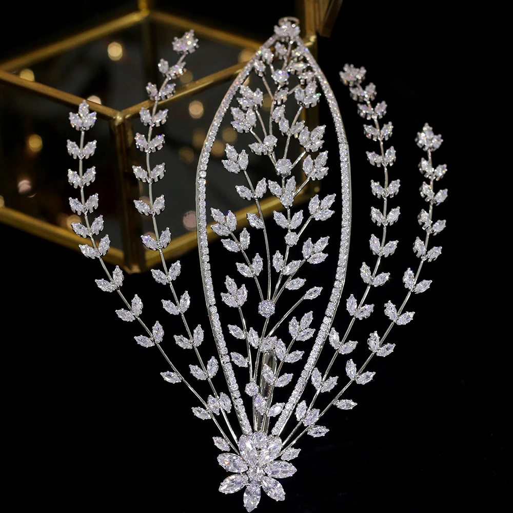 Стильная свадебная тиара для невесты аксессуары волос боковые зажимы