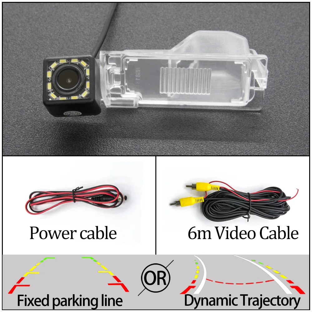 12LED Camera Only Для Ford Escape 2008-2012/Explorer U251 2006-2010/Edge U387~ Автомобильная фиксированная или динамическая траектория камера заднего вида - Название цвета: 12LED Camera Only