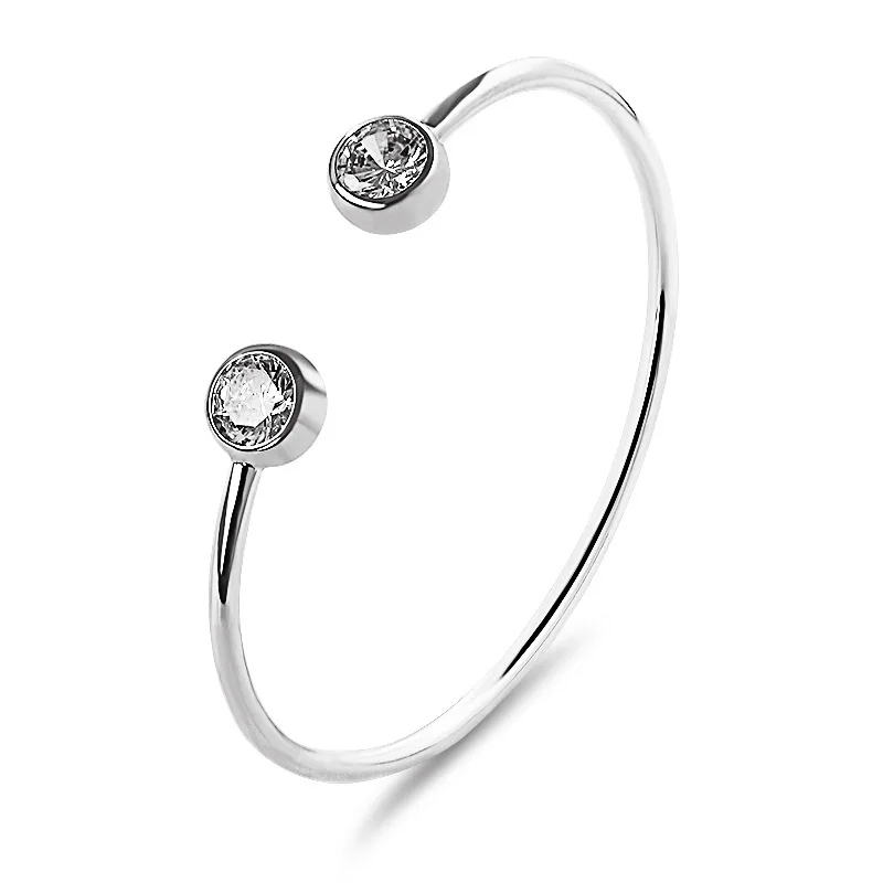 

Luxury Rhinestone Open Bangle Metal Glossy Polished for Women Girls Fashion Temperament Simple Jewelry Cuff Bangle Bracelet