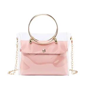 Прозрачная сумка из прозрачного ПВХ, Маленькая женская сумка на плечо, женская сумка через плечо с цепочкой, 2 комплекта, сумки-мессенджеры 2019, дизайнерская сумка