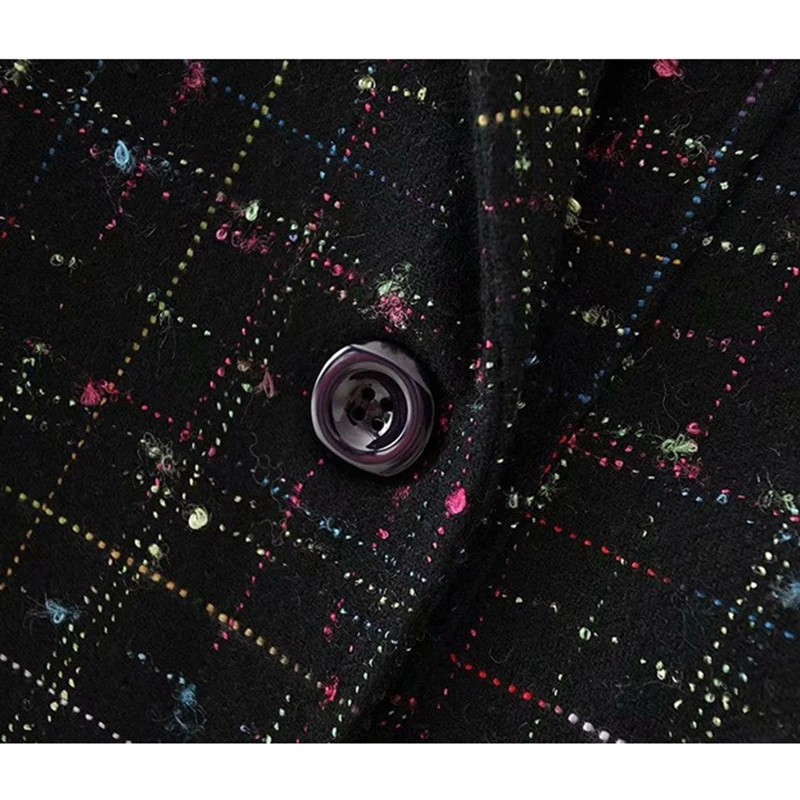 Женский шерстяной Блейзер большого размера верхняя одежда в клетку свободного