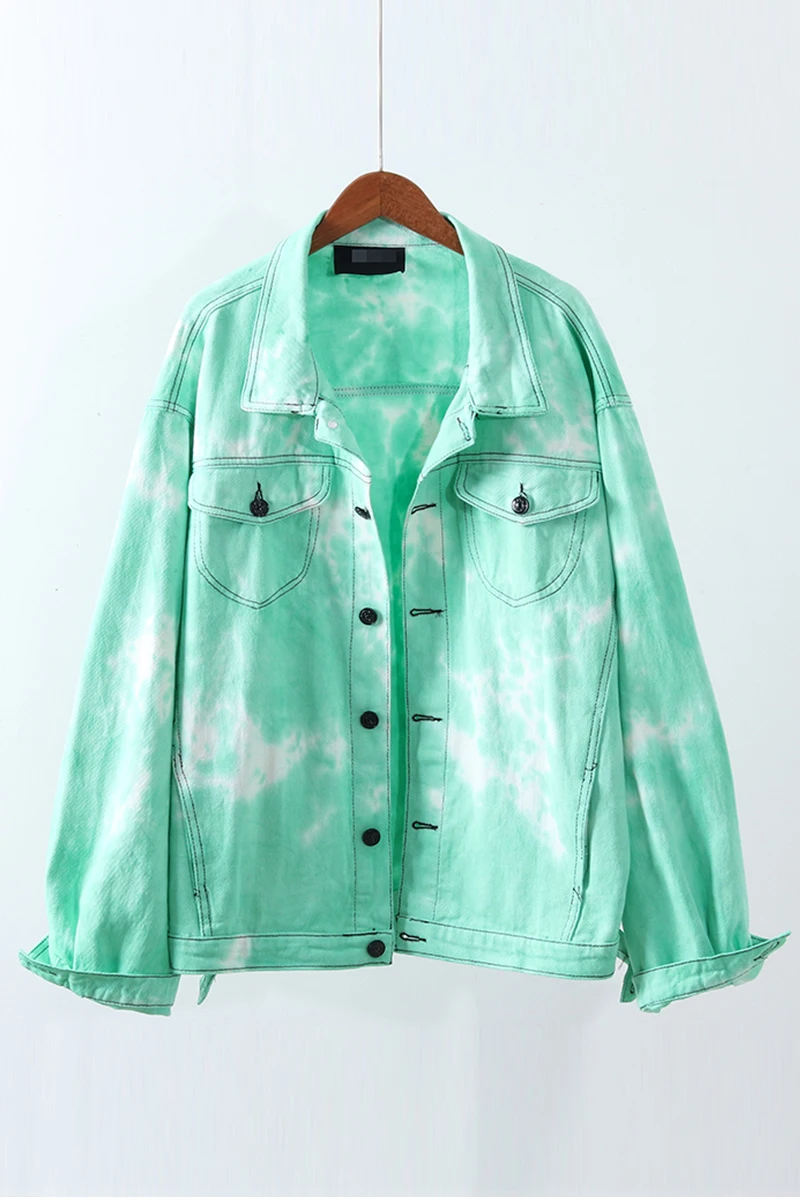 

Autumn 2020 new Korean version of bf loose short gradient color tie-dye denim jacket female fashion jacket jacket