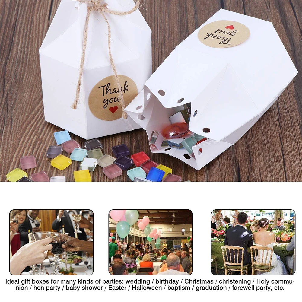 

Candy Box Craft Paper Hexagon Sweet Favour Boxes Packaging Boxes For Wedding Party Decorations 50PCS Craft Paper Candy Box