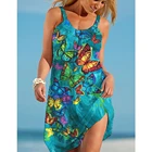 Платье-миди женское с цветочным принтом, богемный модный вечерний сарафан на бретелях, с бабочкой, элегантный наряд для вечеринок, без рукавов