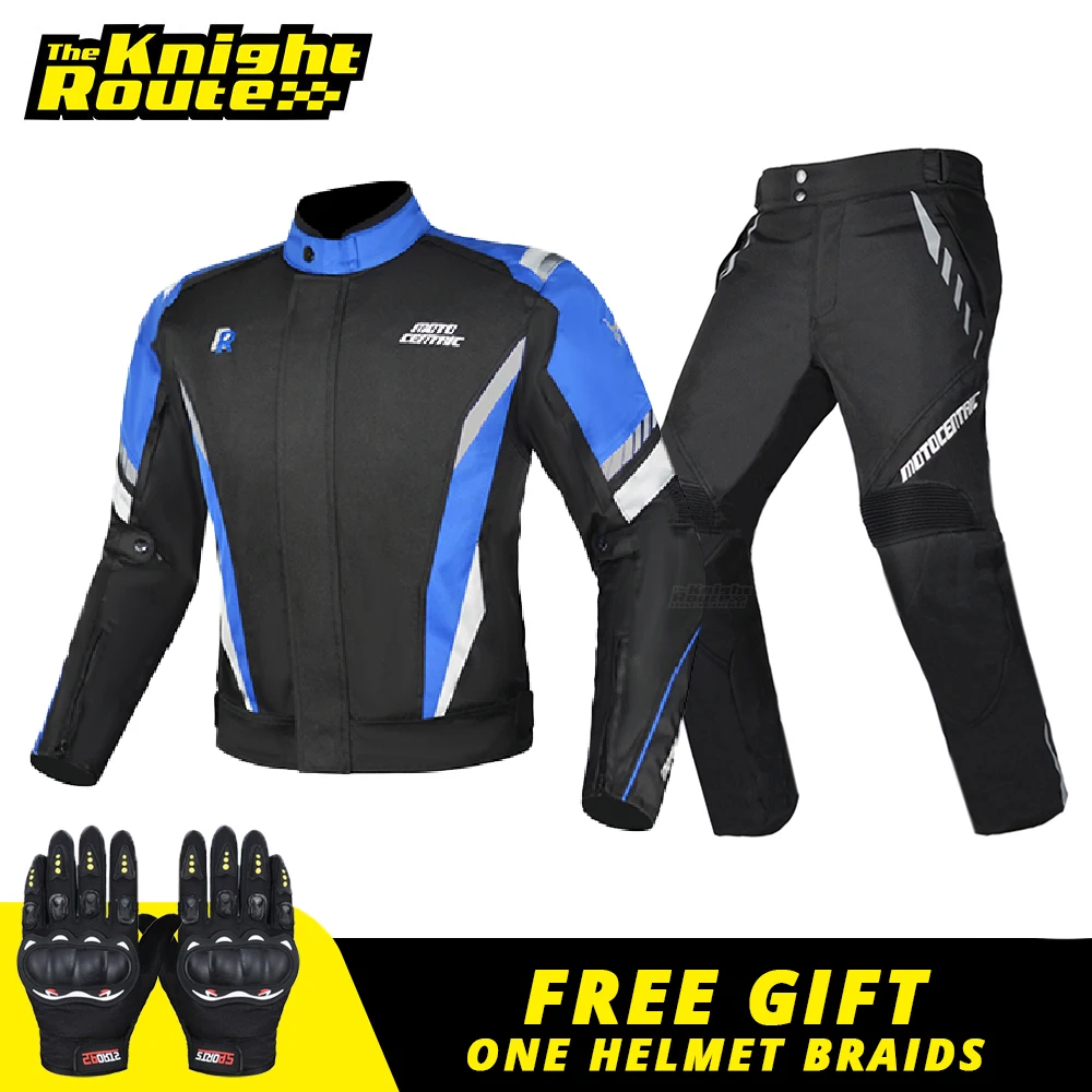 

Motorcycle Jacket Black Blue Moto Clothing Riding Set Windproof Motorbike Body Armor Moto Jacket & Pant Protection Gear Season