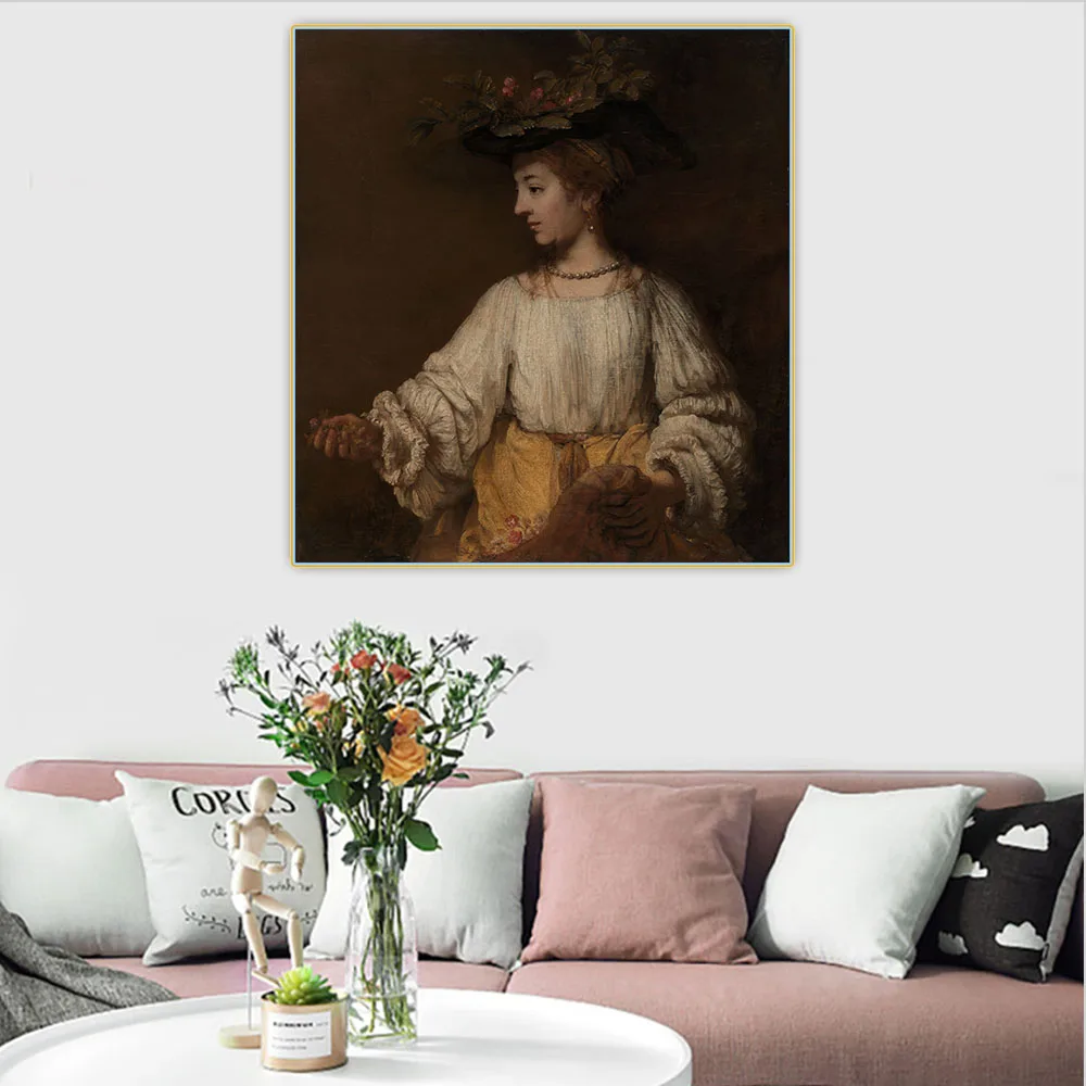 Картина Флора на холсте Настенная картина с изображением Рембрандта подарочное