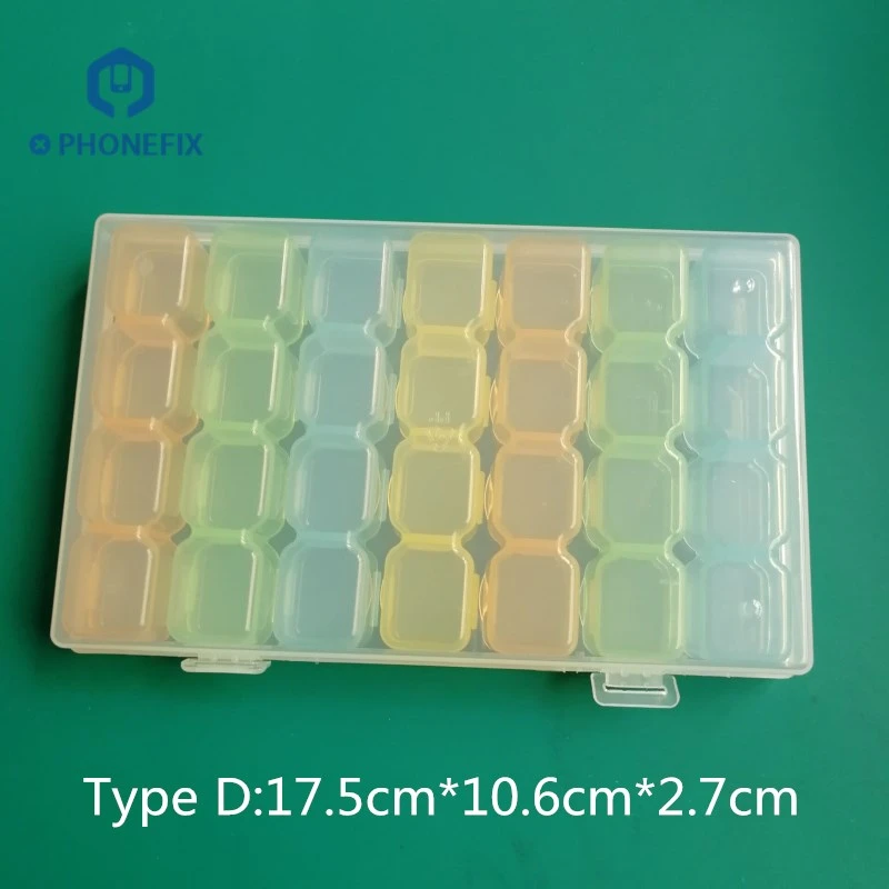 Прозрачная коробка PHONEFIX 28 ячеек для хранения инструментов ремонта часов