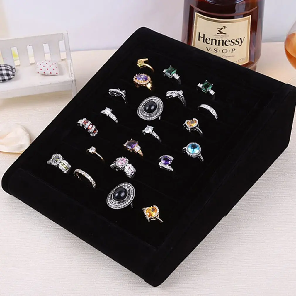 Бархатный органайзер для сережек и колец шкатулка ювелирных украшений витрина