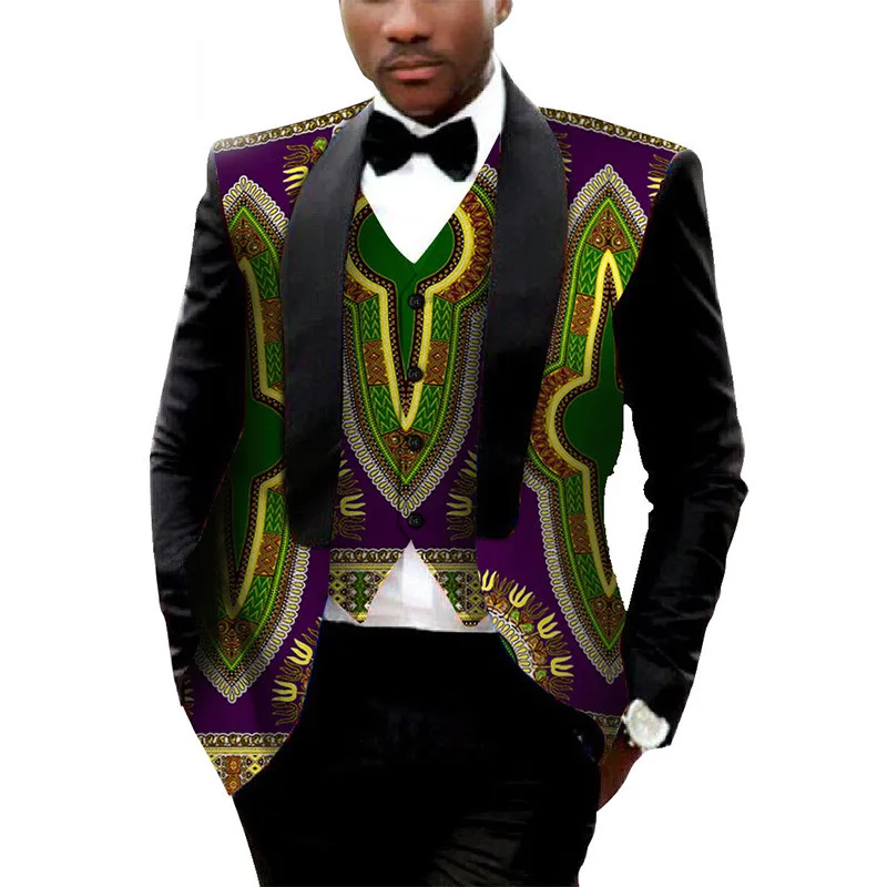 

Brand Clothing African Clothes Mens Printed Blazer Men Jacket + Vest Fashion Slim Suits Dashiki Men Large Size 6XL Blazer WYN176
