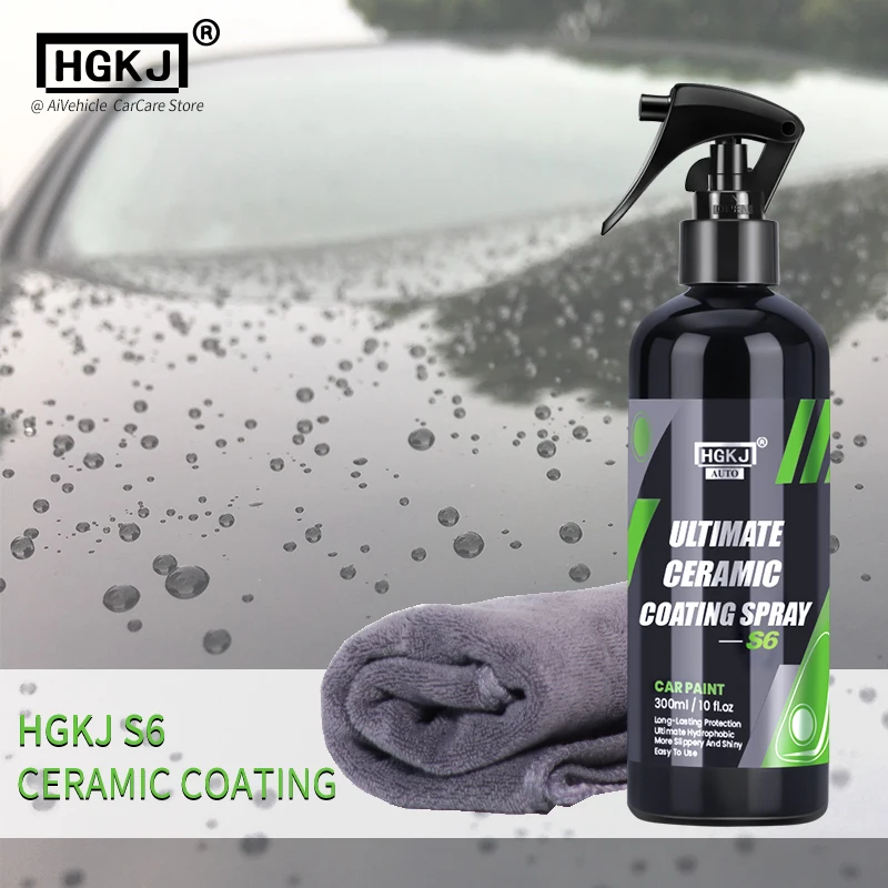 

Ceramic Coating For Auto Paint HGKJ S6 300ML Crystal Wax Spray Nano Hydrophobic Liquid Polymer Oleophobic Anti Rain Car Care