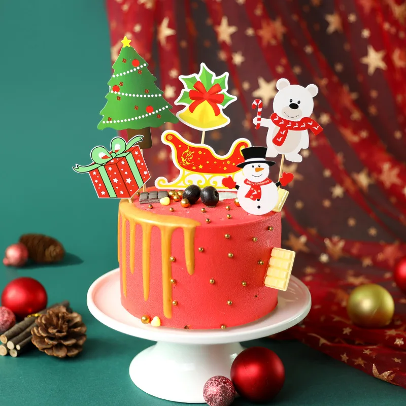Топпер на Рождественский торт Вставка карты Аксессуары для тортов домашние