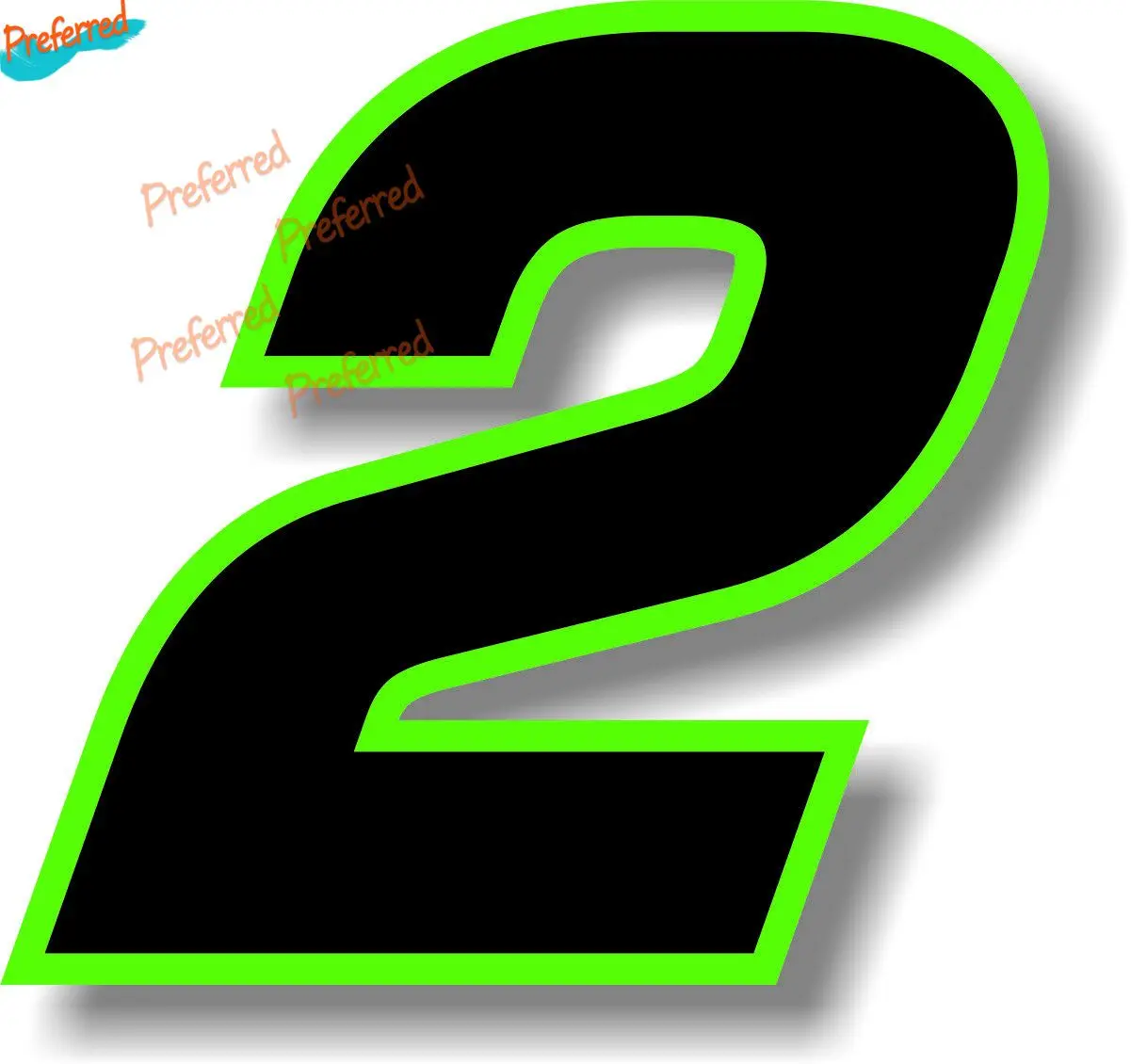 Графический черный гоночный номер с зеленой границей наклейка номером для