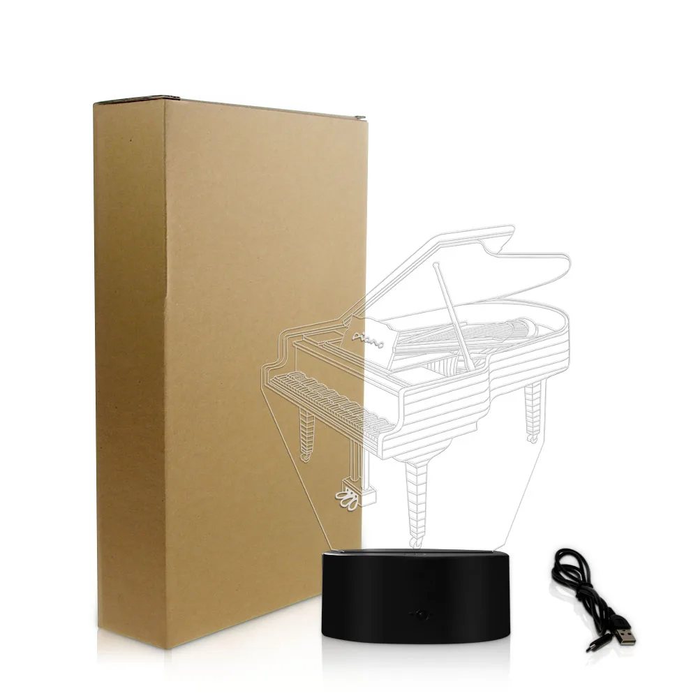 Piano 3D Visual Night Light Table Lamp Music Instrument Decorative Pianist Room LED Lighting Decor Gift For Her | Освещение