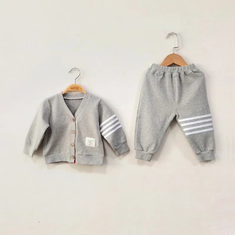 

MILANCEL 2021 Baby Clothing Set Pure Cotton Boys Sports Suit SingleBreast Blouse and Full Length Pants 2Pcs Baby Clothes