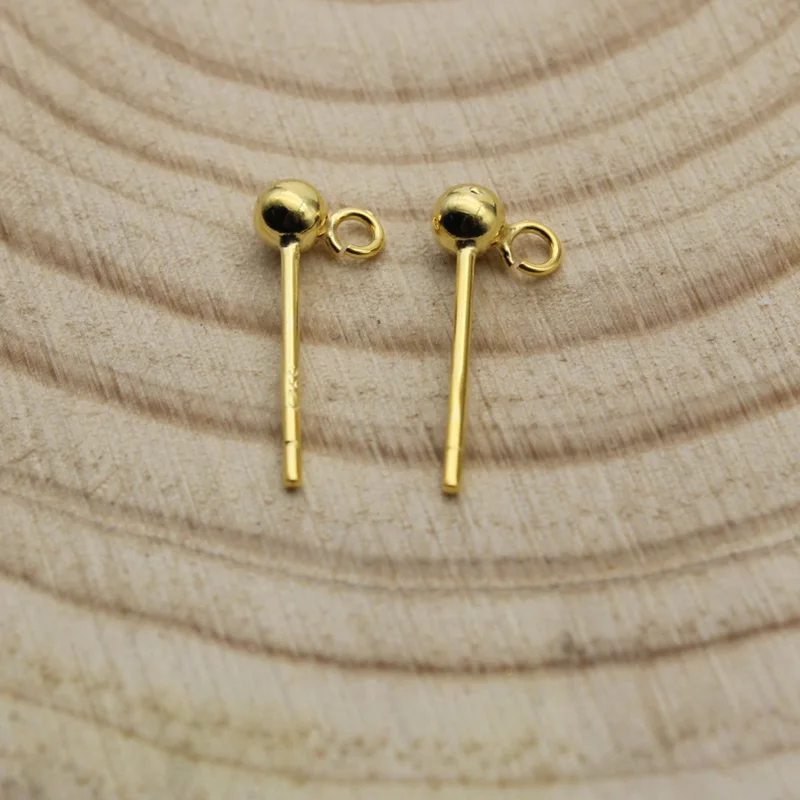 4pcs 3 4 mm Ball Bead Stud Earrings Real 925 Sterling Silver Earring Pin Post with Loop for DIY Jewelry Making Accessories | Украшения и