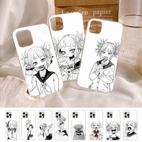 anime himiko toga black and white phone case for iphone 11 12 13 mini pro xs max 8 7 6 6s plus x 5s se 2020 xr cover