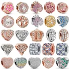 Новые блестящие бусины Стразы с короной и сердцем, подходят для оригинального браслета Pandora с шармами, Европейский подарок для изготовления ювелирных изделий