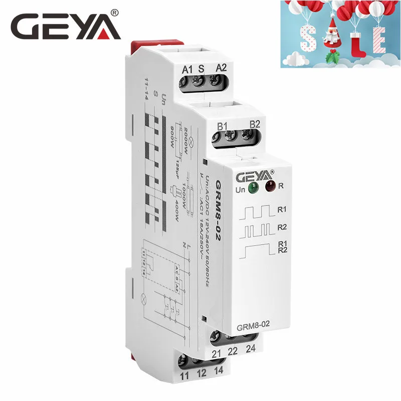 GEYA GRM8 Din Rail16A AC 230 в DC 12 В 24 В имплицитное реле электронное ступенчатое реле запоминающее реле