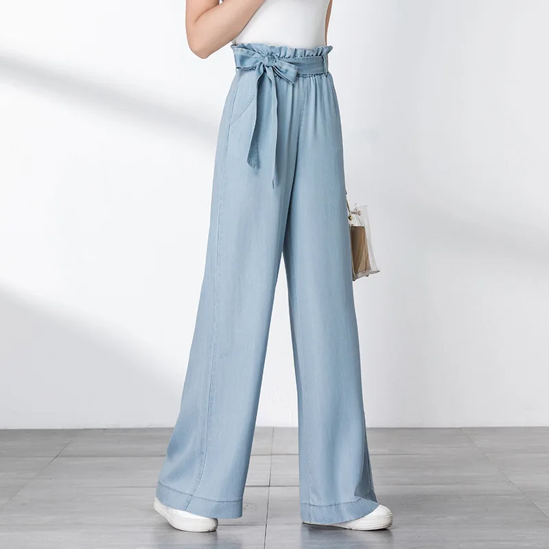 Женские брюки новинка 2020 эластичная резинка на талии высокая талия tencel джинсы