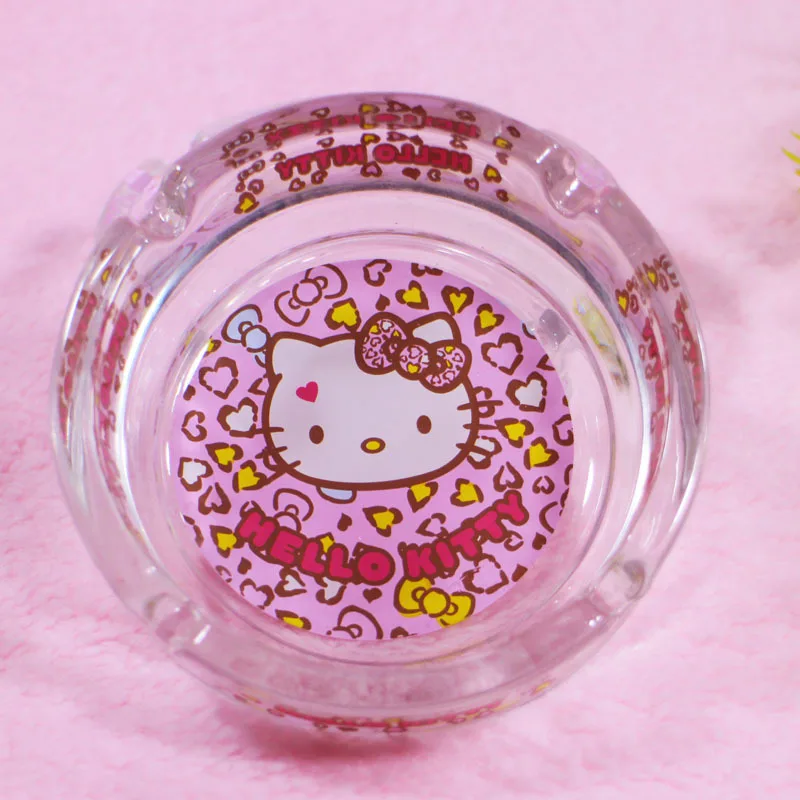 Мультяшная пепельница Hello Kitty My Melody Kuromi Cinnamorol Sanrios из прозрачного хрустального