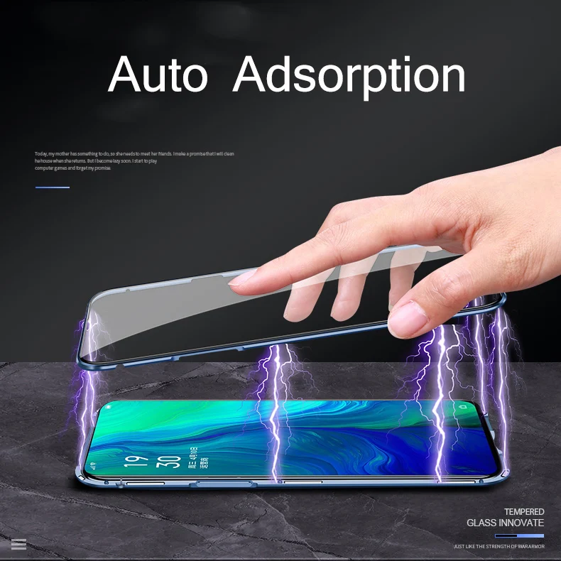 for oppo reno 2 case magnetic double side clear tempered glass cover cases for reno 2z 2f z realme xt x2 pro ace fundas coques free global shipping