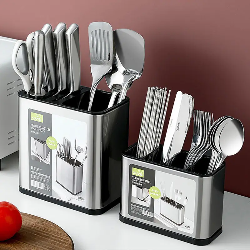 home stainless steel knife holder drawer knives forks spoons storage rack knife stand cabinet tray kitchen cultery organizer free global shipping