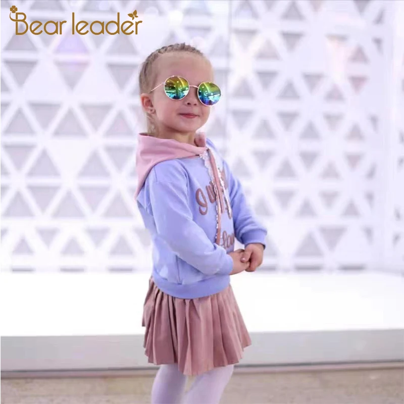 Bear leader/платье для девочек; Новинка года; весеннее повседневное детское платье трапециевидной формы в полоску с оборками и длинными рукавами для От 3 до 7 лет