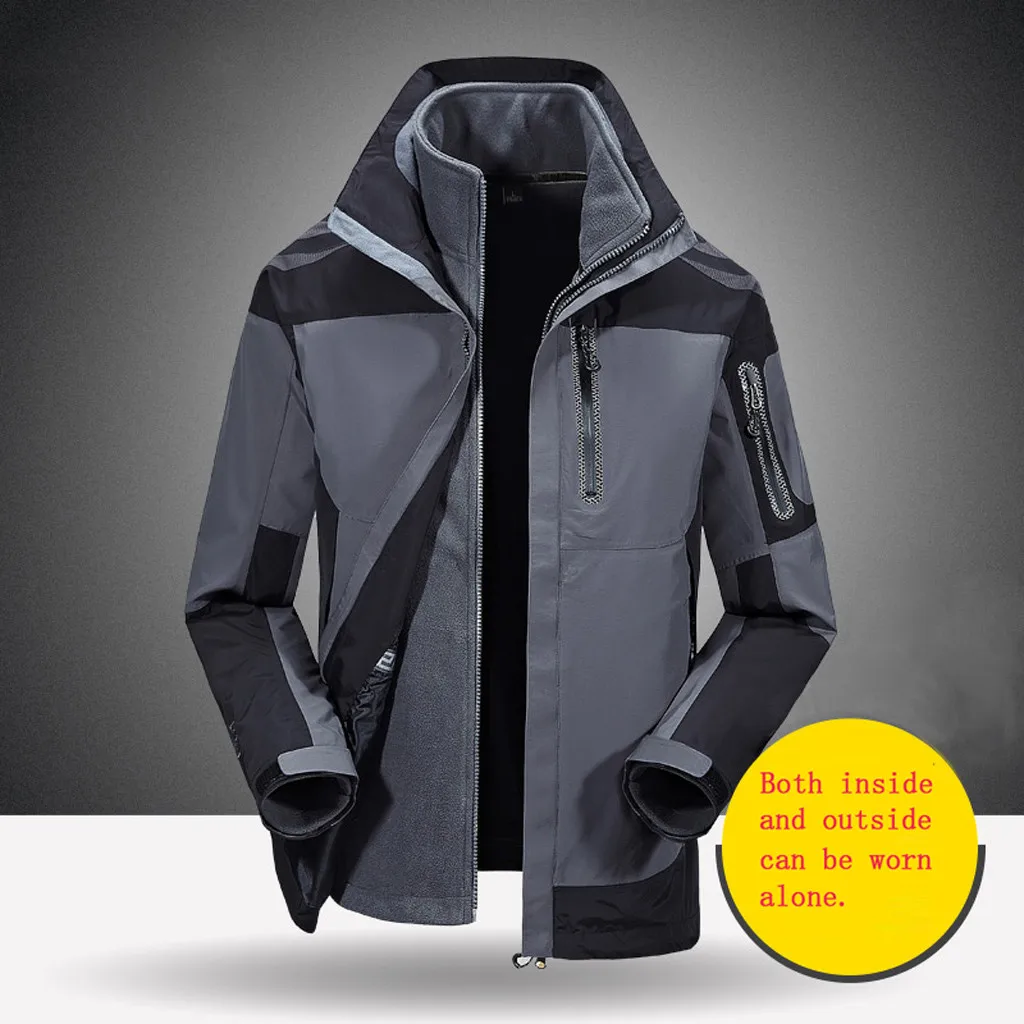 Непромокаемая и теплая куртка для мужчин уличная Съемная спортивная одежда три