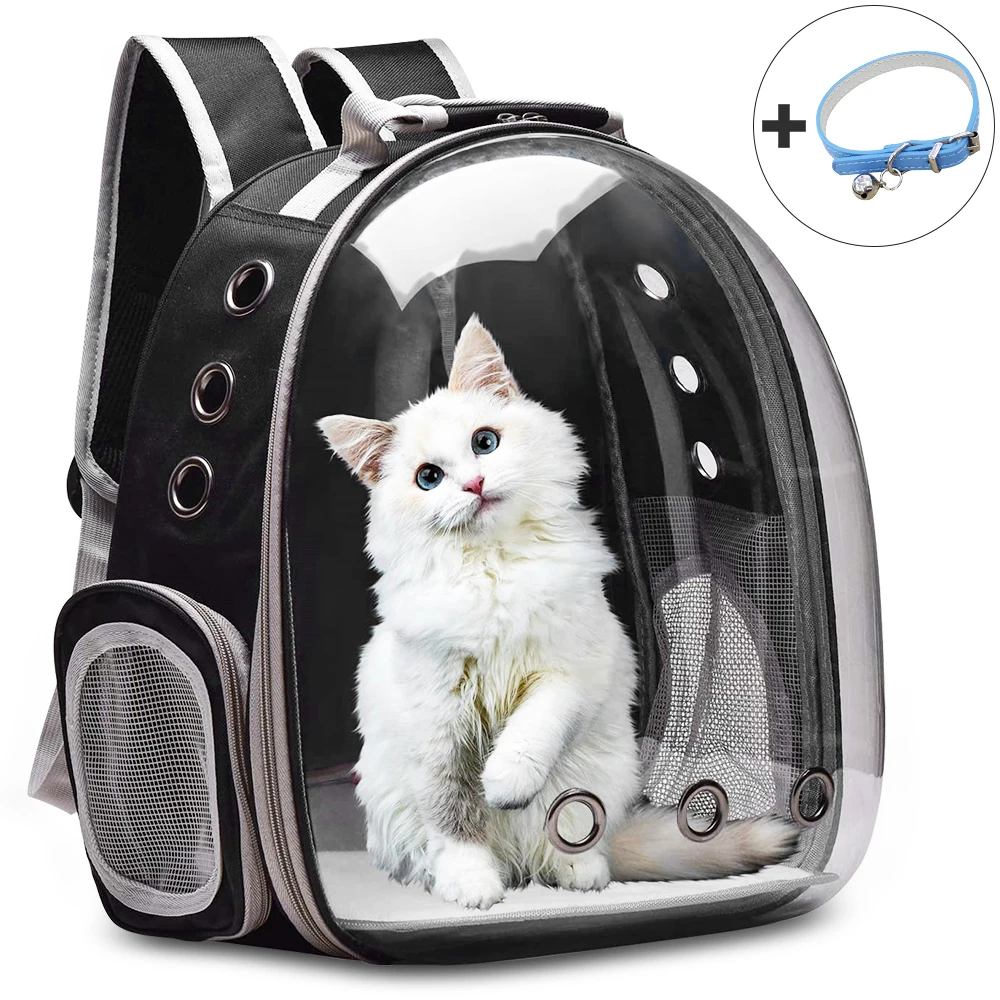 

Сумка-переноска для кошек, переносной рюкзак в клетку, Воздухопроницаемый прозрачный ранец для собак и путешествий
