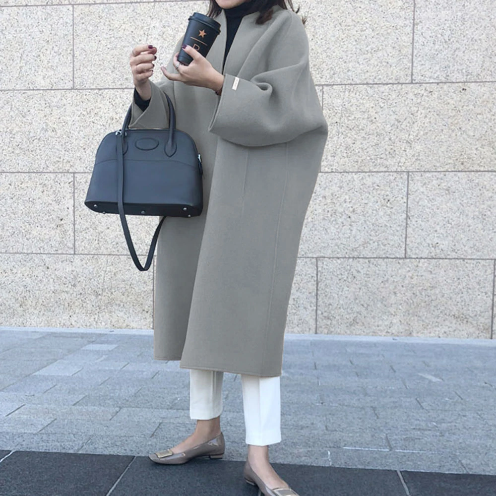 

Spring Oversized Long Overcoat Female Casual Loose Solid Color Outwear Fashion Warmness Maxi Coats Autumn Women 2021 Tops new