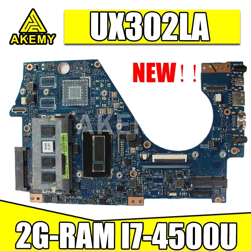 Akmey UX302LA материнская плата I7 4500U 2GB RAM для For Asus UX302LG UX302LNB UX302 ноутбука 100%
