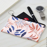 new women fashion pink green leaves coin purse lady girls wallet lipstick air cushion cosmetic brush canvas bag with a zipper