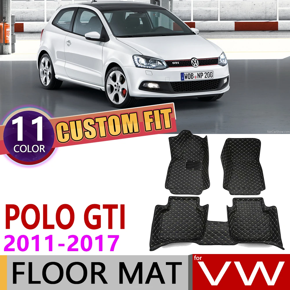 Пользовательские автомобильные кожаные коврики для Volkswagen VW Polo GTI MK5 6R 6C 2011 ~ 2017 5