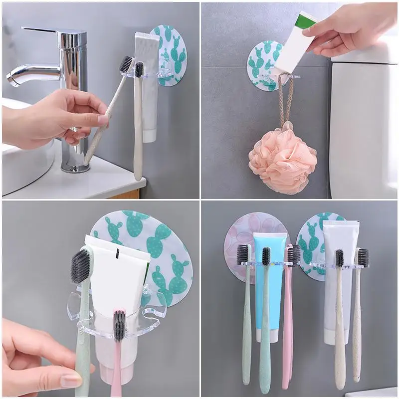 1PC Toothbrush Holder Suction Wall-mounted Storage Rack Disc Multicard Slot Toothpaste Dispenser Bathroom Hanging Organizer Tool | Дом и сад